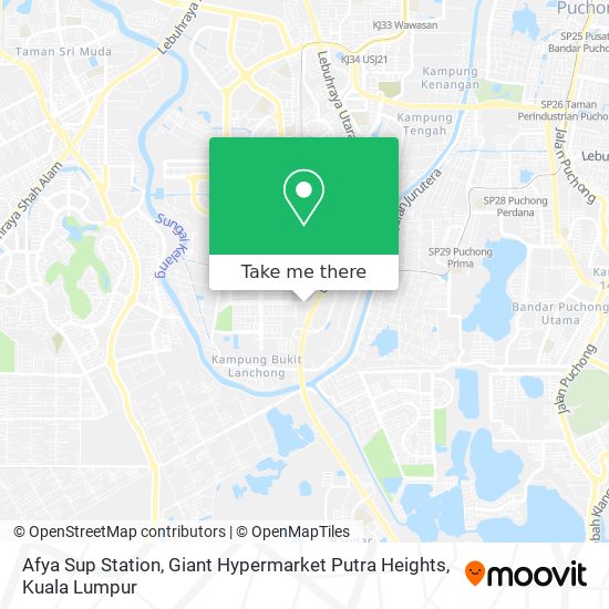 Peta Afya Sup Station, Giant Hypermarket Putra Heights