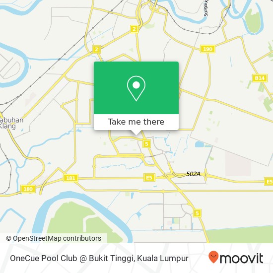 Peta OneCue Pool Club @ Bukit Tinggi