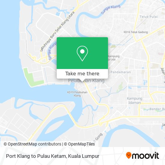 Port Klang to Pulau Ketam map