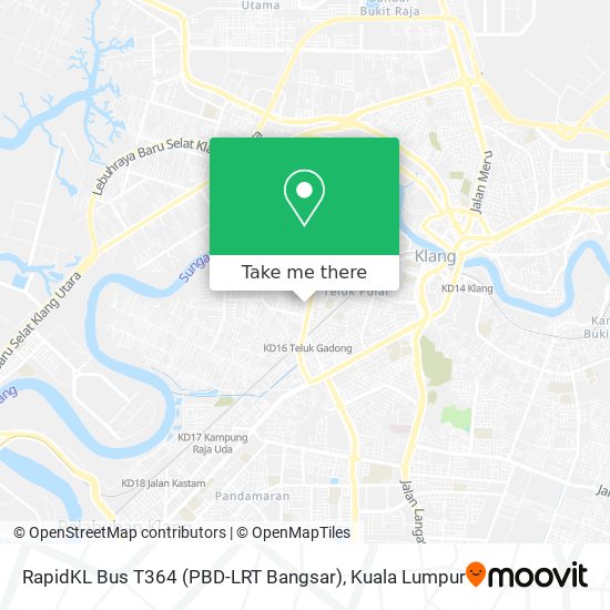 Peta RapidKL Bus T364 (PBD-LRT Bangsar)