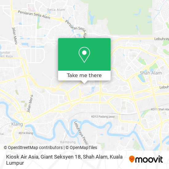 Peta Kiosk Air Asia, Giant Seksyen 18, Shah Alam