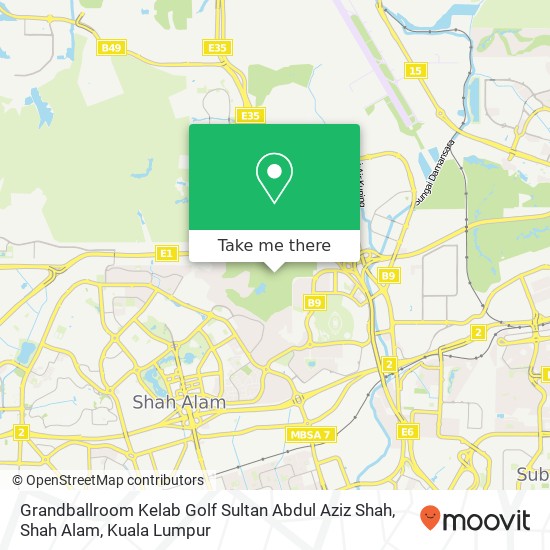 Peta Grandballroom Kelab Golf Sultan Abdul Aziz Shah, Shah Alam