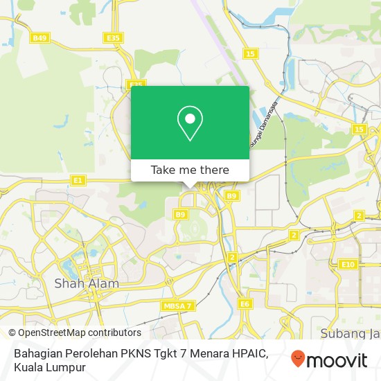 Bahagian Perolehan PKNS Tgkt 7 Menara HPAIC map