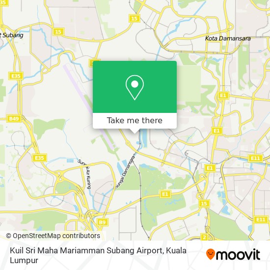 Peta Kuil Sri Maha Mariamman Subang Airport