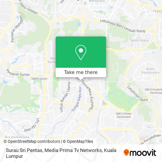 Surau Sri Pentas, Media Prima Tv Networks map
