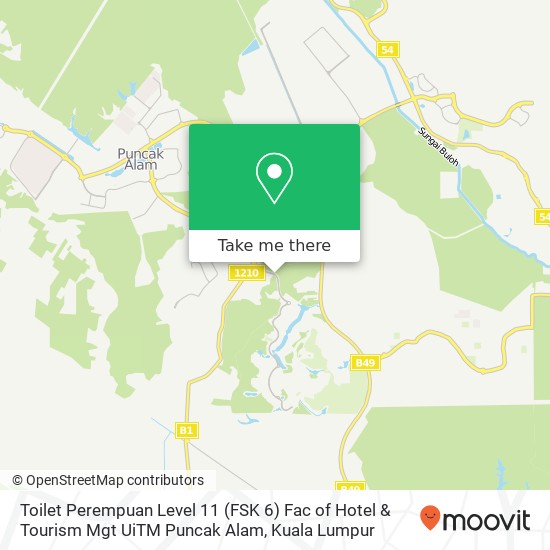 Toilet Perempuan Level 11 (FSK 6) Fac of Hotel & Tourism Mgt UiTM Puncak Alam map