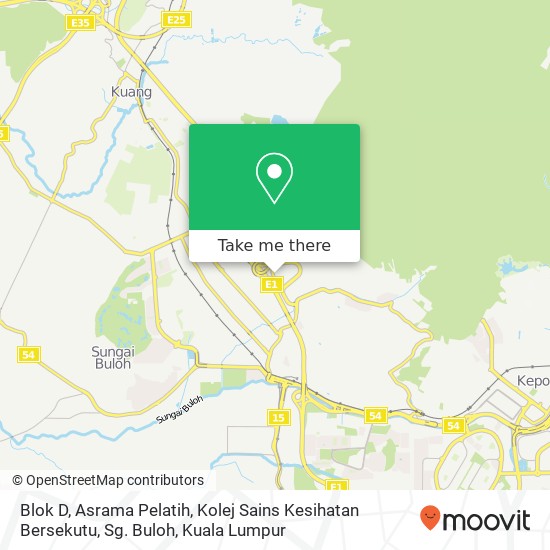 Blok D, Asrama Pelatih, Kolej Sains Kesihatan Bersekutu, Sg. Buloh map