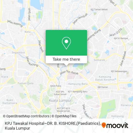 KPJ Tawakal Hospital~DR. B. KISHORE,(Paediatrics) map