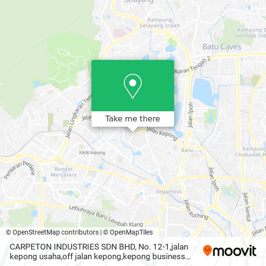 Peta CARPETON INDUSTRIES SDN BHD, No. 12-1,jalan kepong usaha,off jalan kepong,kepong business centre
