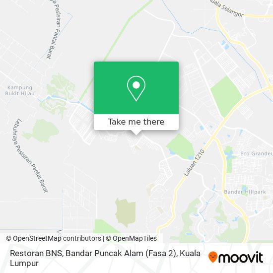 Peta Restoran BNS, Bandar Puncak Alam (Fasa 2)