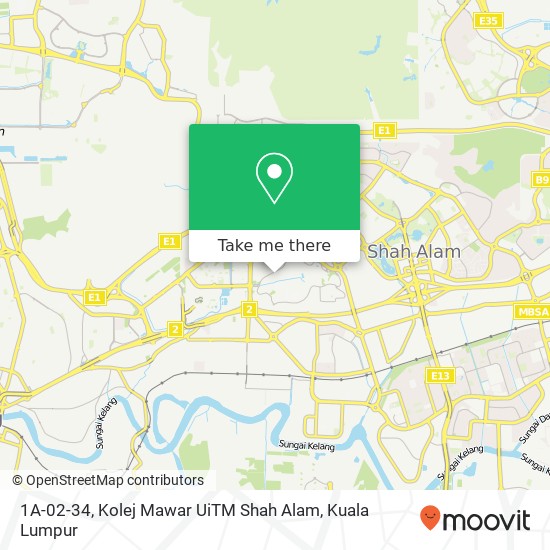 1A-02-34, Kolej Mawar UiTM Shah Alam map