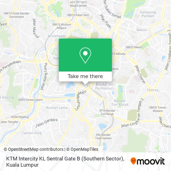 KTM Intercity KL Sentral Gate B (Southern Sector) map