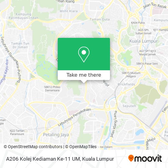 A206 Kolej Kediaman Ke-11 UM map