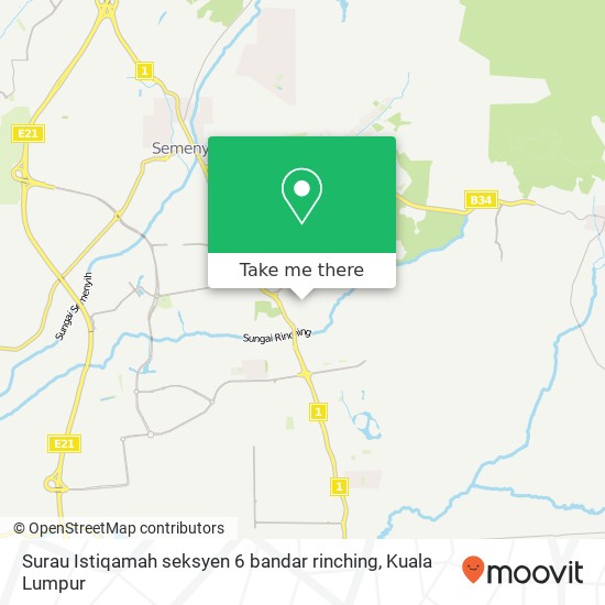 Peta Surau Istiqamah seksyen 6 bandar rinching