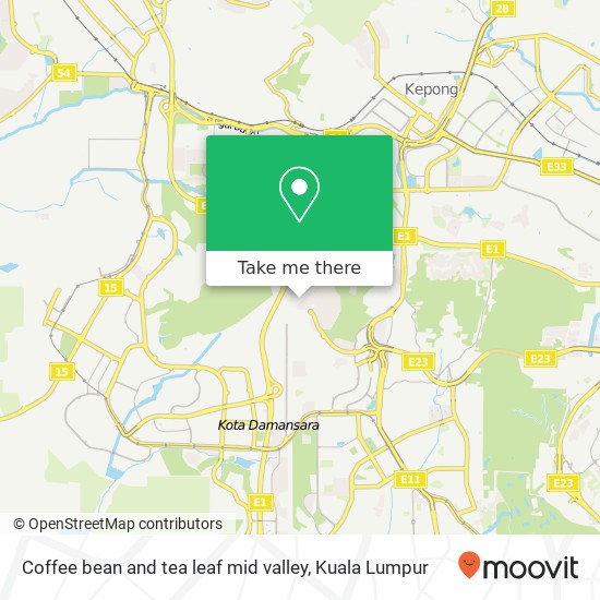 Coffee bean and tea leaf mid valley map