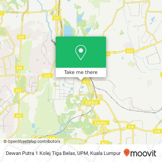 Dewan Putra 1 Kolej Tiga Belas, UPM map