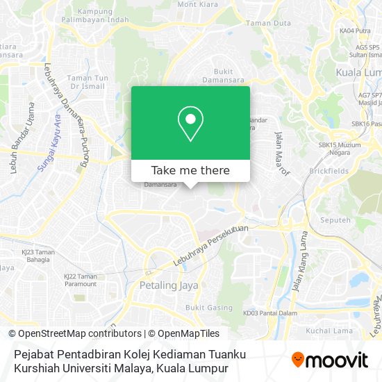 Peta Pejabat Pentadbiran Kolej Kediaman Tuanku Kurshiah Universiti Malaya