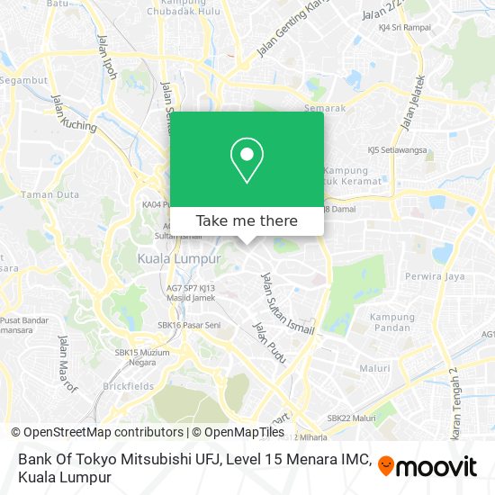 Peta Bank Of Tokyo Mitsubishi UFJ, Level 15 Menara IMC