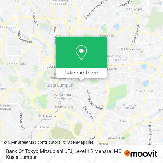 Bank Of Tokyo Mitsubishi UFJ, Level 15 Menara IMC map