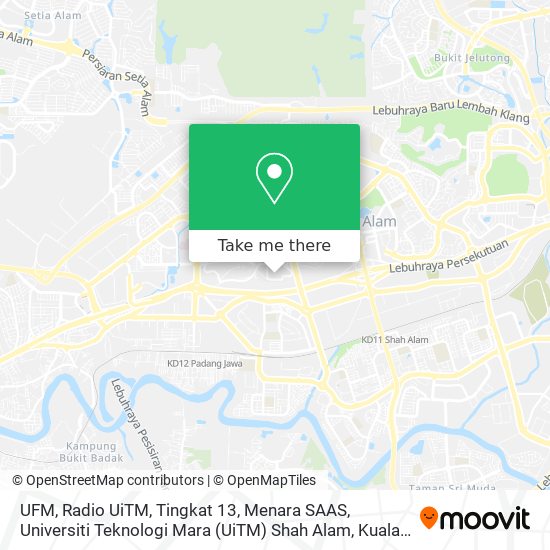 Peta UFM, Radio UiTM, Tingkat 13, Menara SAAS, Universiti Teknologi Mara (UiTM) Shah Alam