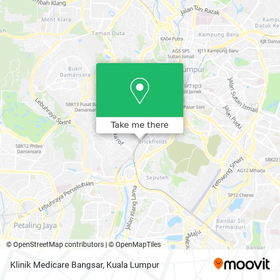 Peta Klinik Medicare Bangsar