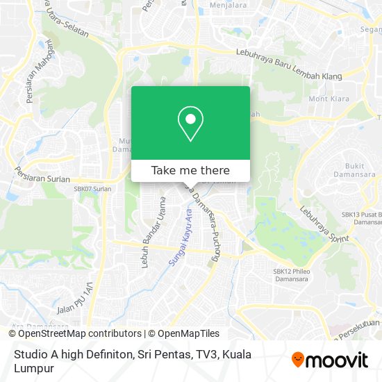 Studio A high Definiton, Sri Pentas, TV3 map