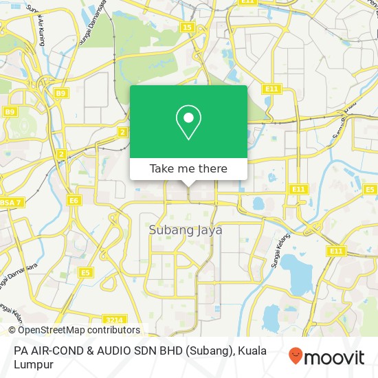 Peta PA AIR-COND & AUDIO SDN BHD (Subang)