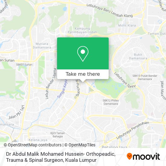 Dr Abdul Malik Mohamed Hussein- Orthopeadic,  Trauma & Spinal Surgeon map