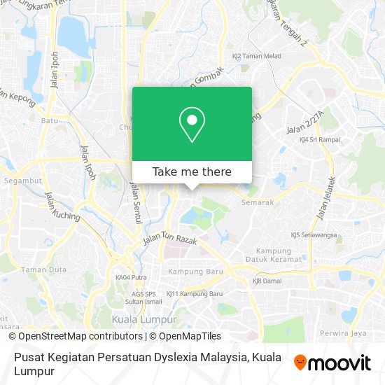 Peta Pusat Kegiatan Persatuan Dyslexia Malaysia