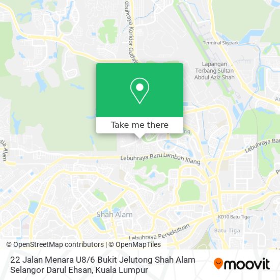 Peta 22 Jalan Menara U8 / 6 Bukit Jelutong Shah Alam Selangor Darul Ehsan