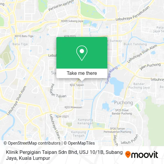 Peta Klinik Pergigian Taipan Sdn Bhd, USJ 10 / 1B, Subang Jaya