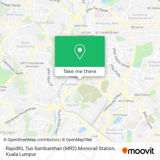 RapidKL Tun Sambanthan (MR2) Monorail Station map