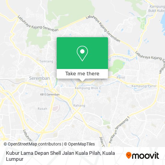 Kubur Lama Depan Shell Jalan Kuala Pilah map