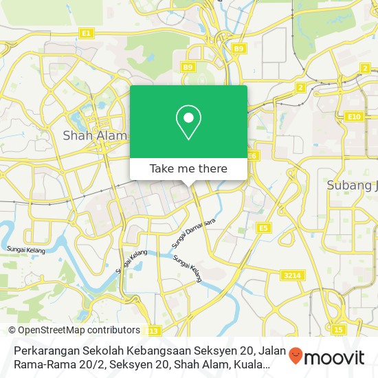 Peta Perkarangan Sekolah Kebangsaan Seksyen 20, Jalan Rama-Rama 20 / 2, Seksyen 20, Shah Alam