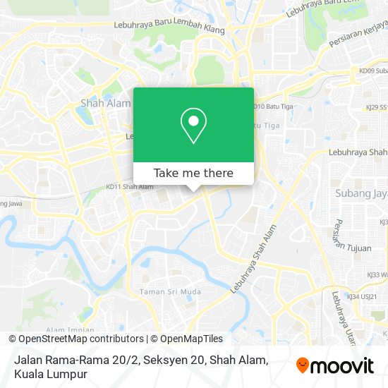 Peta Jalan Rama-Rama 20 / 2, Seksyen 20, Shah Alam