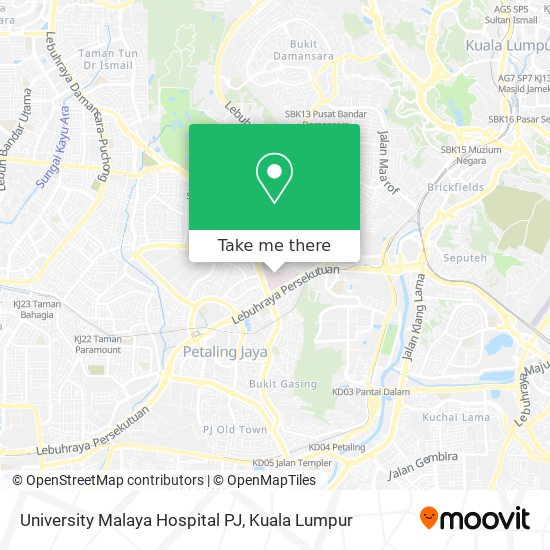 University Malaya Hospital PJ map