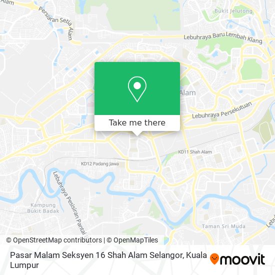 Peta Pasar Malam Seksyen 16 Shah Alam Selangor