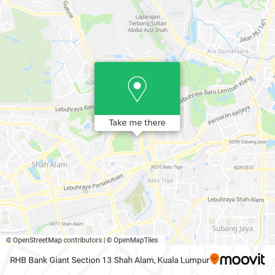 Peta RHB Bank Giant Section 13 Shah Alam