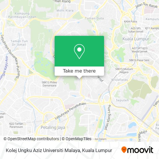 Peta Kolej Ungku Aziz Universiti Malaya