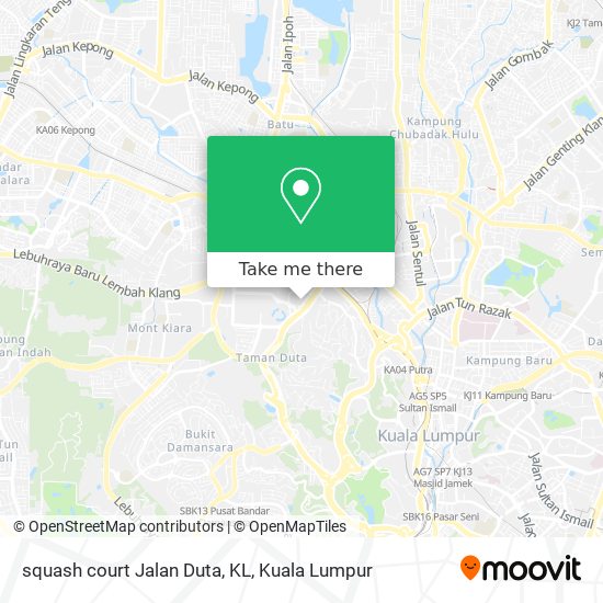 Peta squash court Jalan Duta, KL