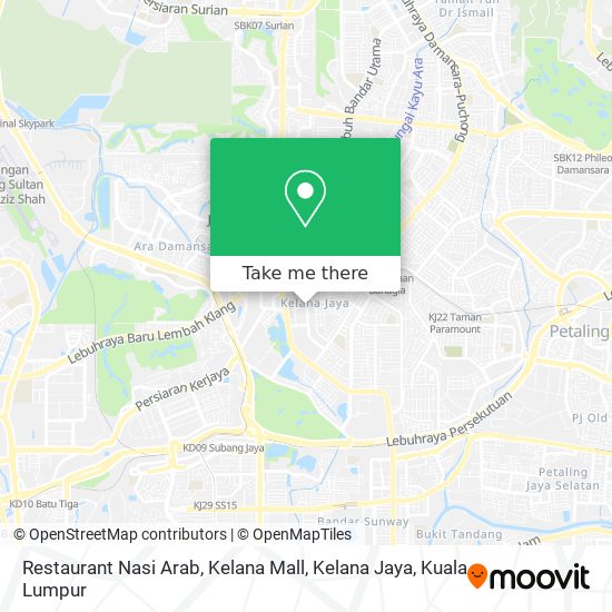 Peta Restaurant Nasi Arab, Kelana Mall, Kelana Jaya