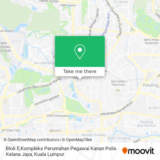 Peta Blok E,Kompleks Perumahan Pegawai Kanan Polis Kelana Jaya