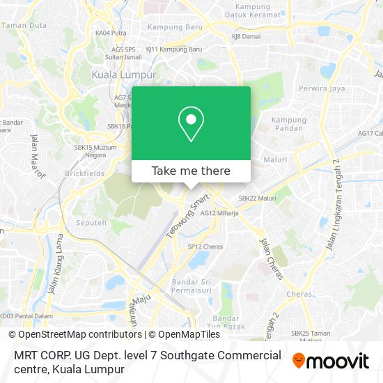 MRT CORP.  UG Dept.  level 7 Southgate Commercial centre map