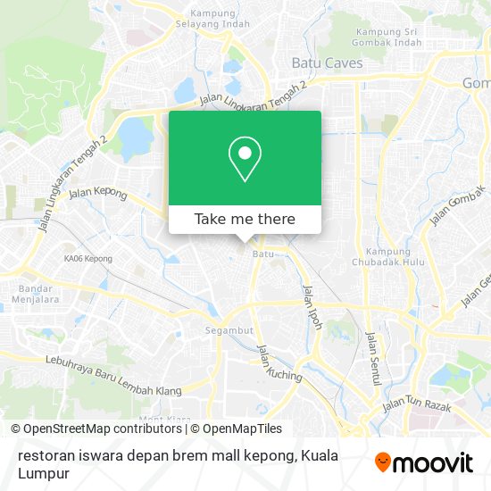 Peta restoran iswara depan brem mall kepong