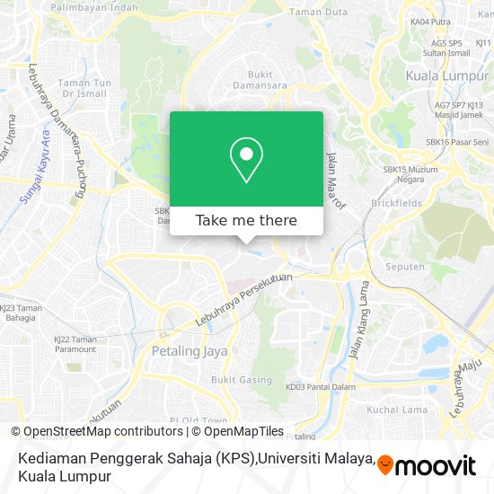 Peta Kediaman Penggerak Sahaja (KPS),Universiti Malaya