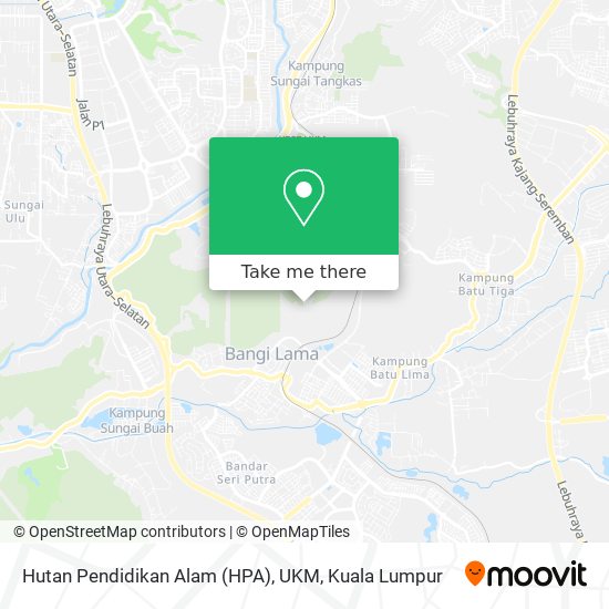 Peta Hutan Pendidikan Alam (HPA), UKM