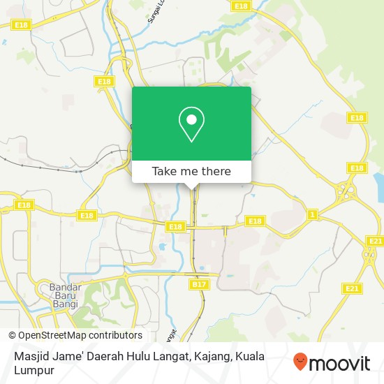 Masjid Jame' Daerah Hulu Langat, Kajang map