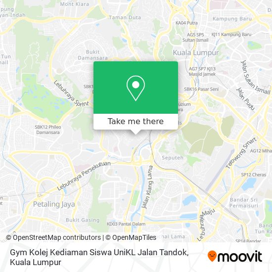 Peta Gym Kolej Kediaman Siswa UniKL Jalan Tandok