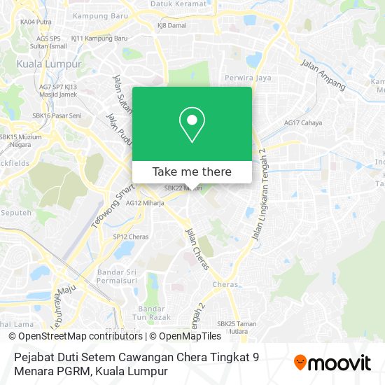Peta Pejabat Duti Setem Cawangan Chera Tingkat 9 Menara PGRM