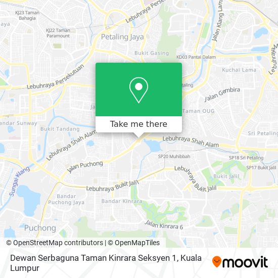 Peta Dewan Serbaguna Taman Kinrara Seksyen 1